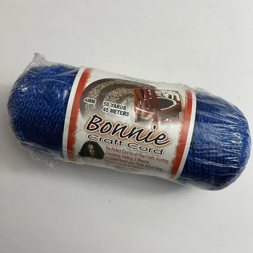 Bonnie Craft Cord 4mm 50 Yards Crochet Knit Knotting Weaving Macrame Royal Blue